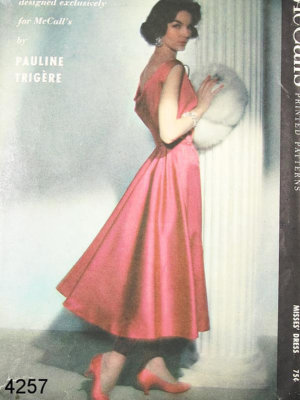 1955 Vintage Sewing Pattern B36 EVENING DRESS (1854) By Pauline Trigere