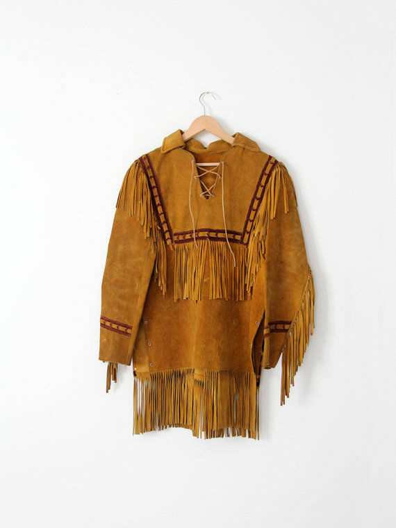 Pre-owned Handmade Mens Western Cowboy Gold Suede Leather Mountain Man Fringes Shirt & Pant Wsp293