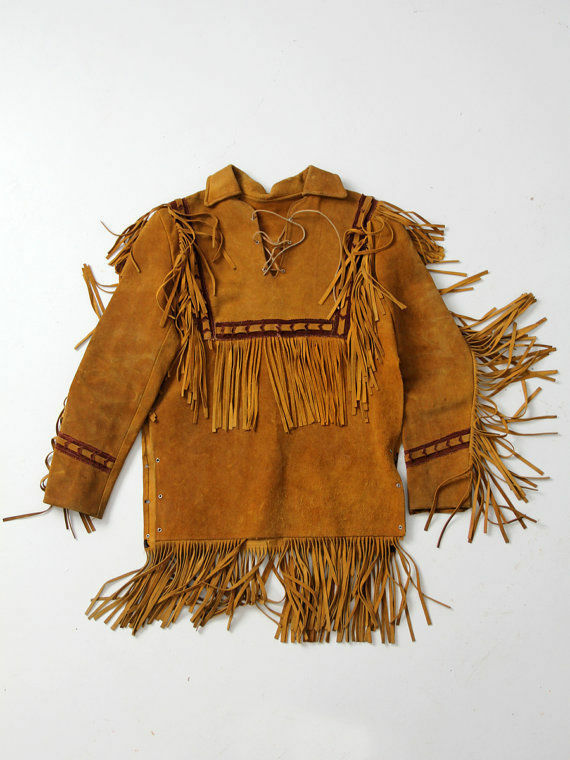 Pre-owned Handmade Mens Western Cowboy Gold Suede Leather Mountain Man Fringes Shirt & Pant Wsp293