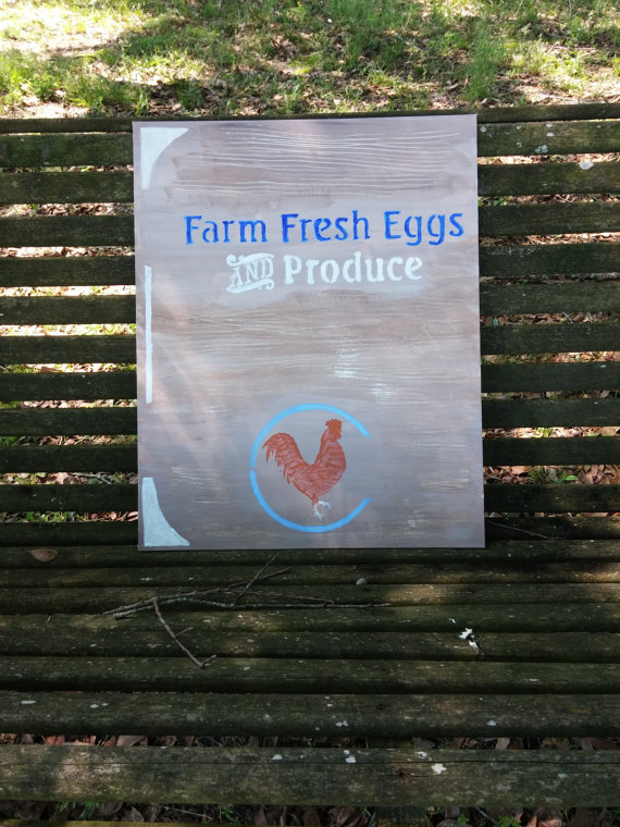 Farm Fresh Eggs Canvas Painting Stencil Art Kitchen Farm Original Damaged