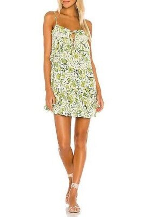 

FREE PEOPLE Take Me With You Мини-платье-туника с цветочным принтом и рюшами, размер  8/10, Multicolor