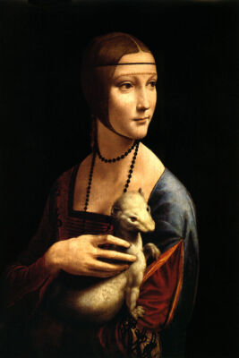 THE LADY WITH AN ERMINE FERRET PET ITALIAN PAINTING BY LEONARDO DA VINCI REPRO
