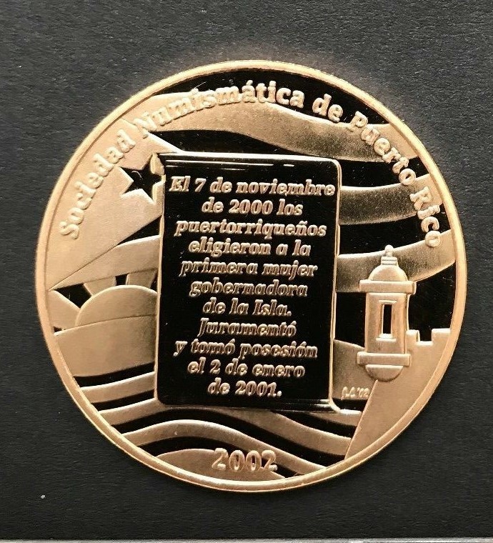 Puerto Rico 2002 Medalla SNPR Gobernadora Sila Calderon, oro 