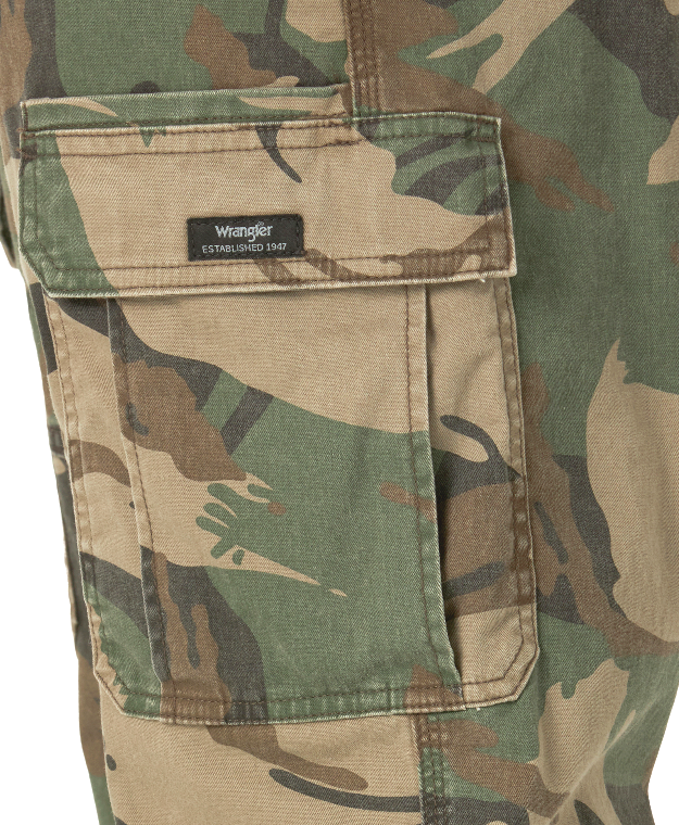 Men's Wrangler Camo Cargo Pants w/ Stretch Relaxed Fit Tech Pocket CHOOSE SIZE