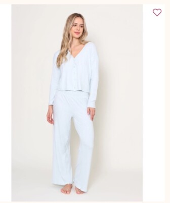 NWT Mara Cardigan Top And Dawn Smocked Ribbed Pant Lounge Set -XS