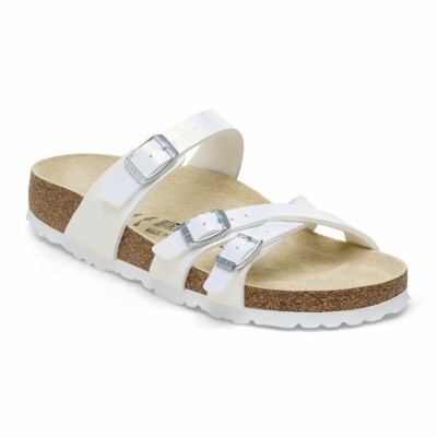 Birkenstock Franca Embossed Slide Sandals Shiny Lizard White US 8 EUR 39 Reg NWT