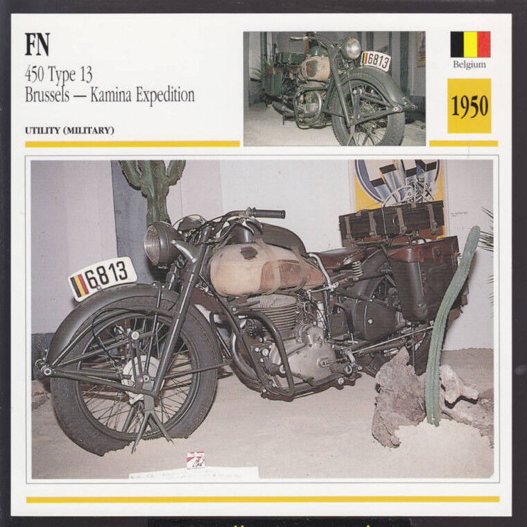 1950 FN F.N. 450cc Type 13 Brussels-Kamina Bike Belgium Motorcycle Photo Card