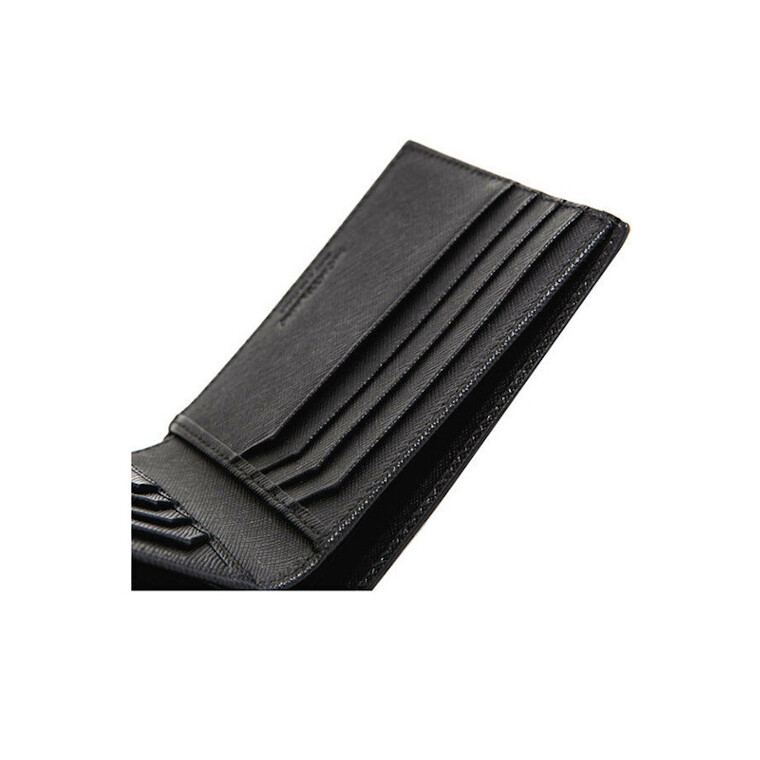 Pre-owned Montblanc Genuine  Sartorial Collection Natural Leather 8cc Men's Wallet Purse In Black