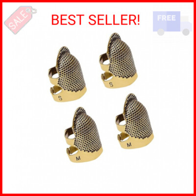 4 Pack Sewing Thimble Finger Protector, Adjustable Finger Metal Shield Protector