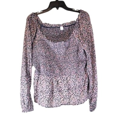 Old Navy Floral Off On Shoulder Shirt Top Blouse Size XL NEW NWT Blue Pink