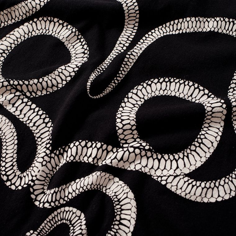 Pre-owned Saint Laurent Snake Print Cotton Jersey T-shirt Tee Black Size Med Hedi Slimane