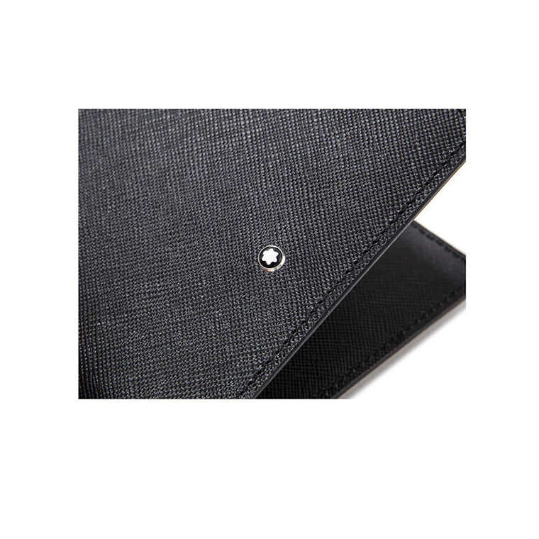 Pre-owned Montblanc Genuine  Sartorial Collection Natural Leather 8cc Men's Wallet Purse In Black