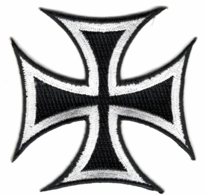 IRON CROSS BLACK AND WHITE IRON ON PATCH Biker Retro Goth