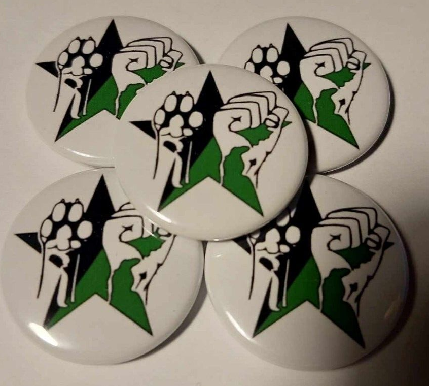 1x Animal Liberation Button schwarz-grüner Stern