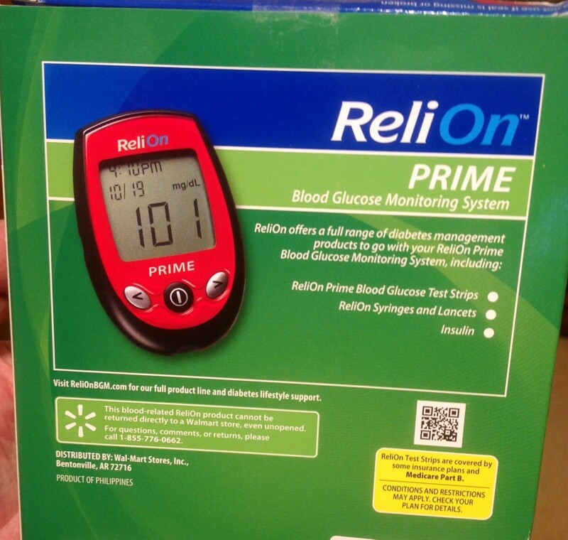 Blood Glucose Monitoring System Blue ReliOn Prime Diabetes Sugar Meter Fast