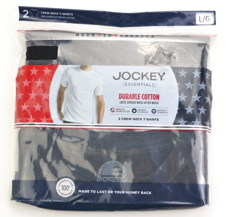 

Новые футболки с круглым вырезом Jockey Essentials, две пары черных, большой размер, сделано в США, Черный