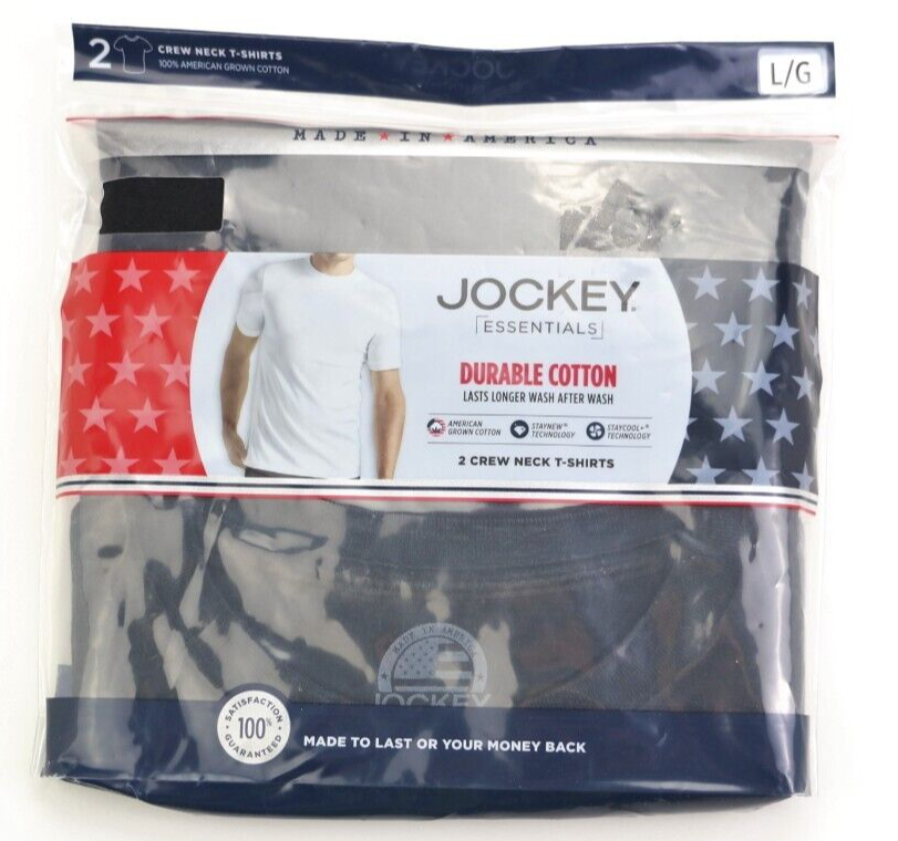 Новые футболки с круглым вырезом Jockey Essentials, две пары черных, большой размер, сделано в США