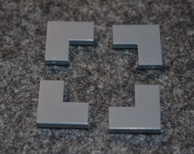 (4) 2x2 Dark Gray Smooth ''L'' Shaped Finishing Tile Bricks ~ New Lego Parts ~