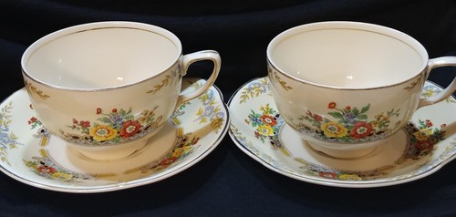 vtg johnson brothers langhorn pareek cups and saucers 8 pc floral england