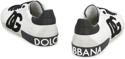 Pre-owned Dolce & Gabbana Portofino Leather Low-top Sneakers In White