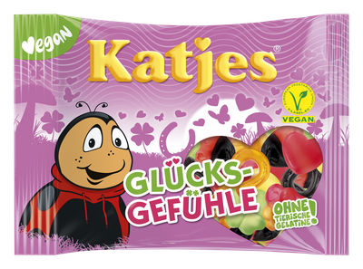 Katjes Glücksgefühle 200g Vegane Süßigkeiten Fruchtgummi Gummibärchen Kaubonbons