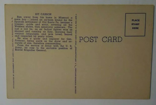 Vintage Linen NEW MEXICO Postcard Kit Carson Home Indian Fighter Taos NM