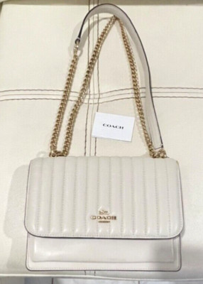 Coach #2561 Klare Chain Crossbody With Linear Quilting Flap Burgundy Leather.