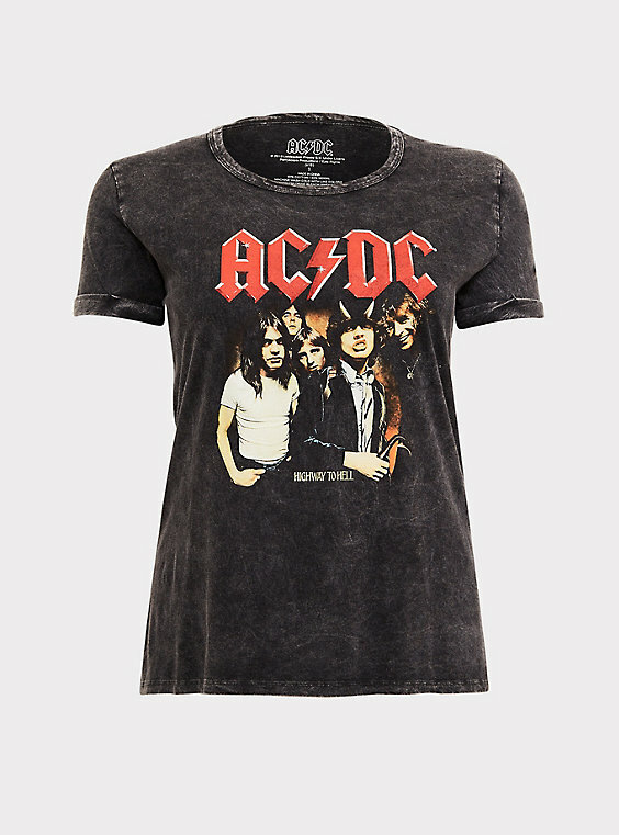 AC/DC Womens Plus Size ACDC Black Mineral Wash Crew Shirt