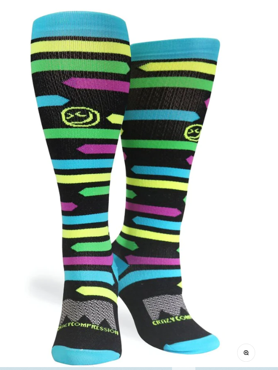 SMMD 7-10 Wide-Calf Crazy Compression 80'S Neon Athletic Knee High