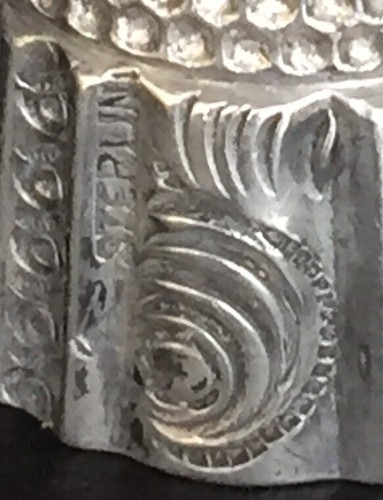 Antique Fancy Sterling Silver Sewing Thimble Size 9 Dimpled W/Geometric Patterns