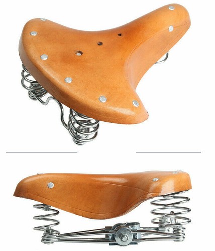 Fahrrad Ledersattel Fahrradsattel braun Echtleder Retro Hollandrad Sattel