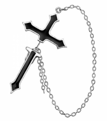 Impalare Cross Faux Stretcher, Earring, Gothic Crucifix, Gift, Alchemy England