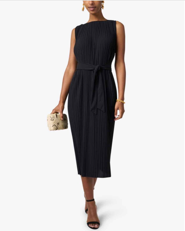 NEW Max Mara Edile Pleated Jersey Dress in Navy - Size S
