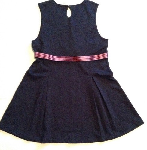 IZOD Girls School Uniform Jumper Dress Belt Pleat Skirt Navy Size 16 .5 Plus NWT