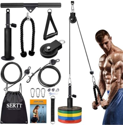 Home Gym Pulley System, Tricep Workout Pulley System for LAT Pulldown, Biceps Cu