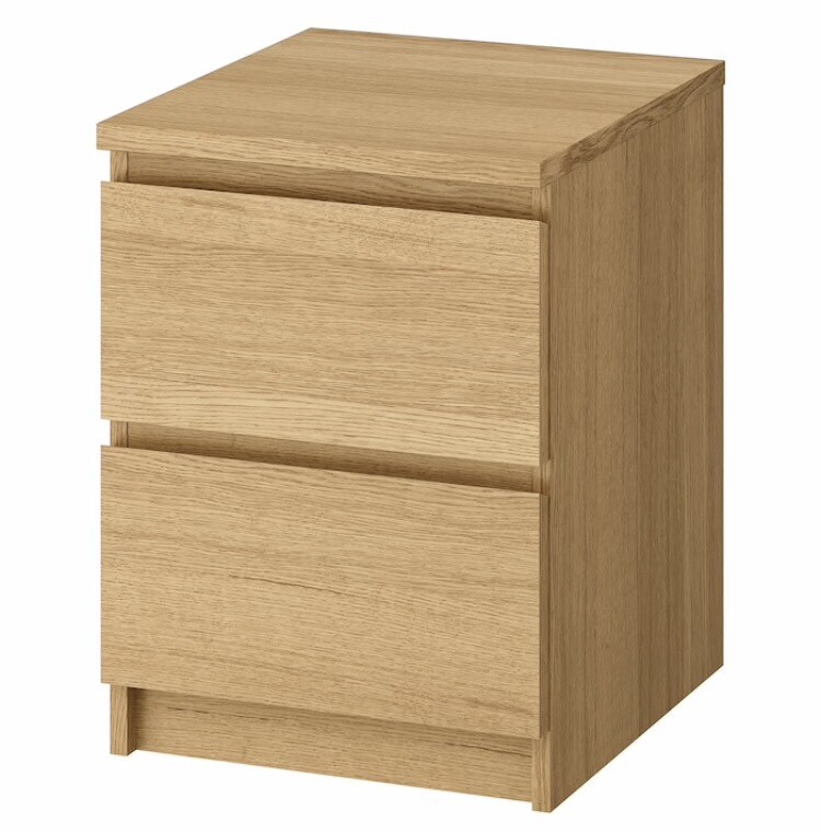 Malm Bedside Table Ikea 2 Drawers Oak Veneer Finish Rrp 40