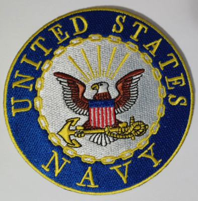 US NAVY  ''UNITED STATES NAVY''   PATCH  Iron / Sew-on Patch 4 inch patch DK Blue