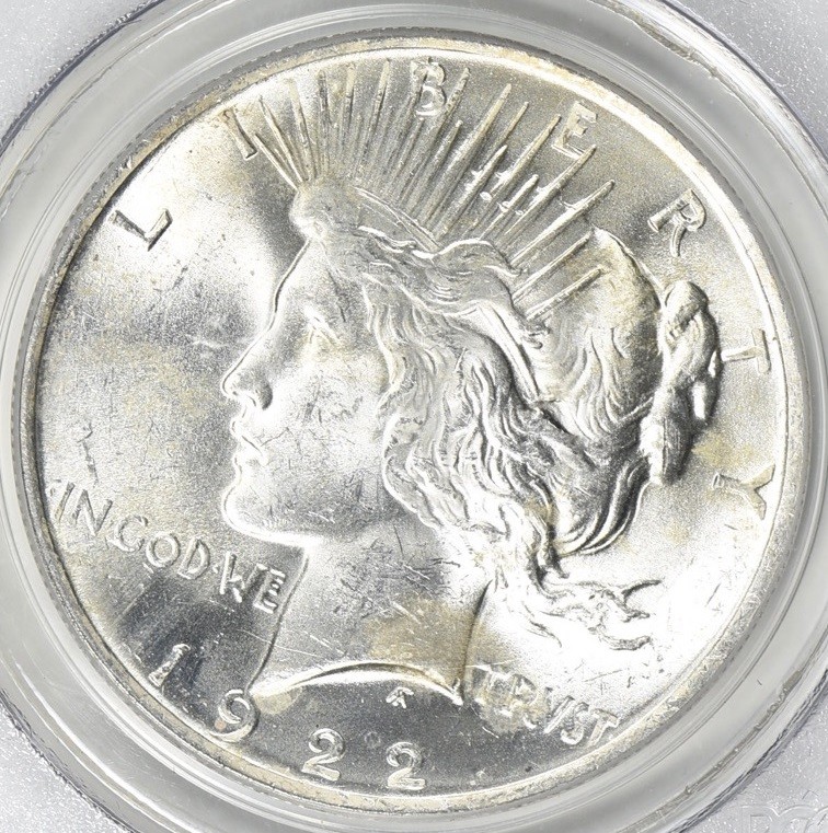 1922 Peace Silver Dollar VAM-2F Hair Pin PCGS MS-62