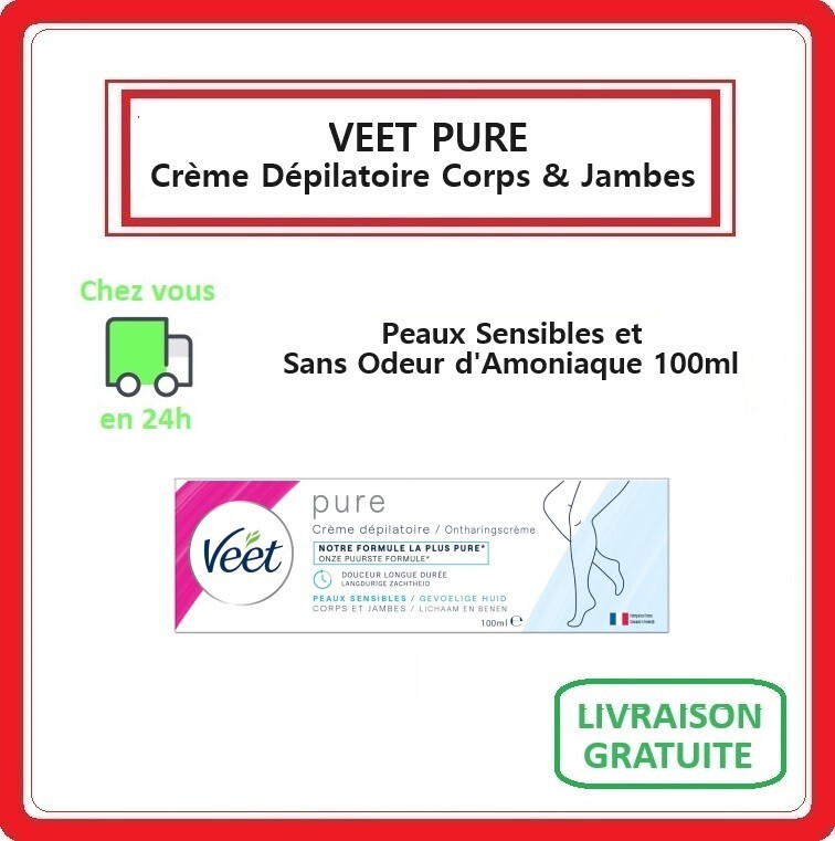 Veet Pure  Creme Depilatoire Corps Et Jambes  Peaux Sensible Sans Odeur Amoniac