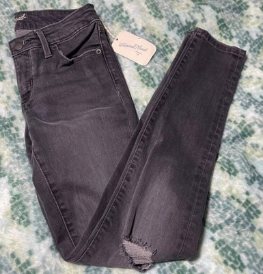 NEW Universal Thread Gray Distressed High Rise Skinny Jeans Size 0 /25R