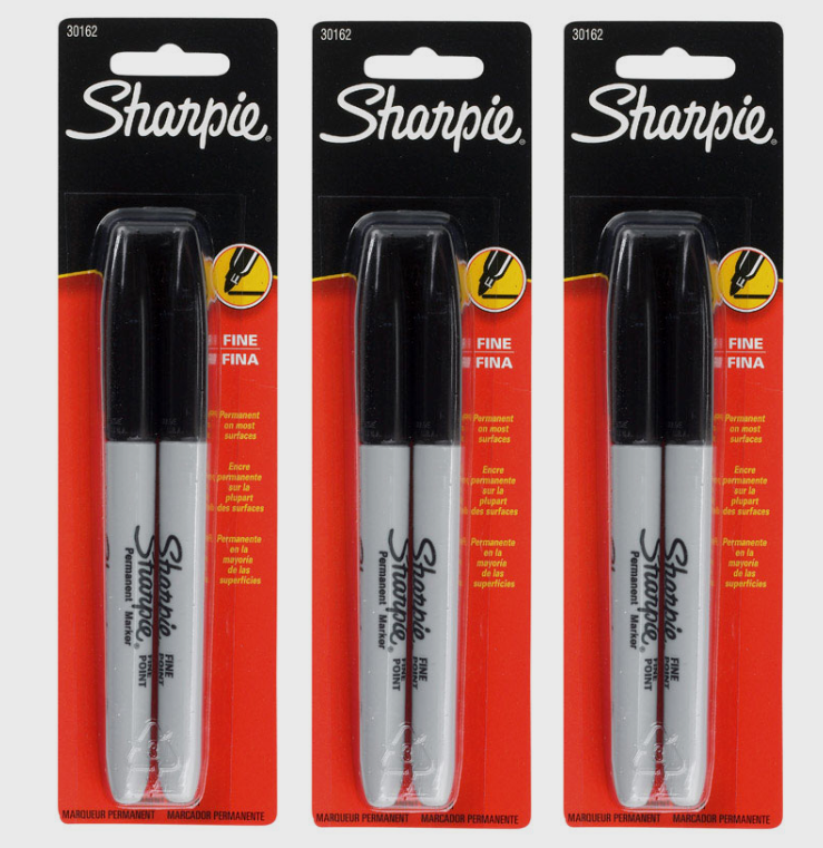 3~Sharpie Black FineTip PERMANENT MARKER 2pk Waterproof SmearP...