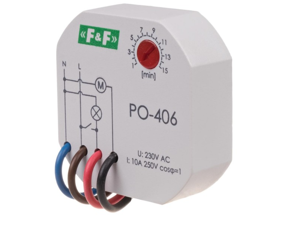 Реле времени f f po 406 Купить Реле времени PO-406 (задержка выкл. /управ. контактом 230В 8А 1НО IP20 мо
