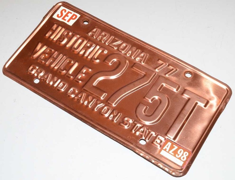 Vintage 1977 - Arizona Historic Vehicle Copper License ...