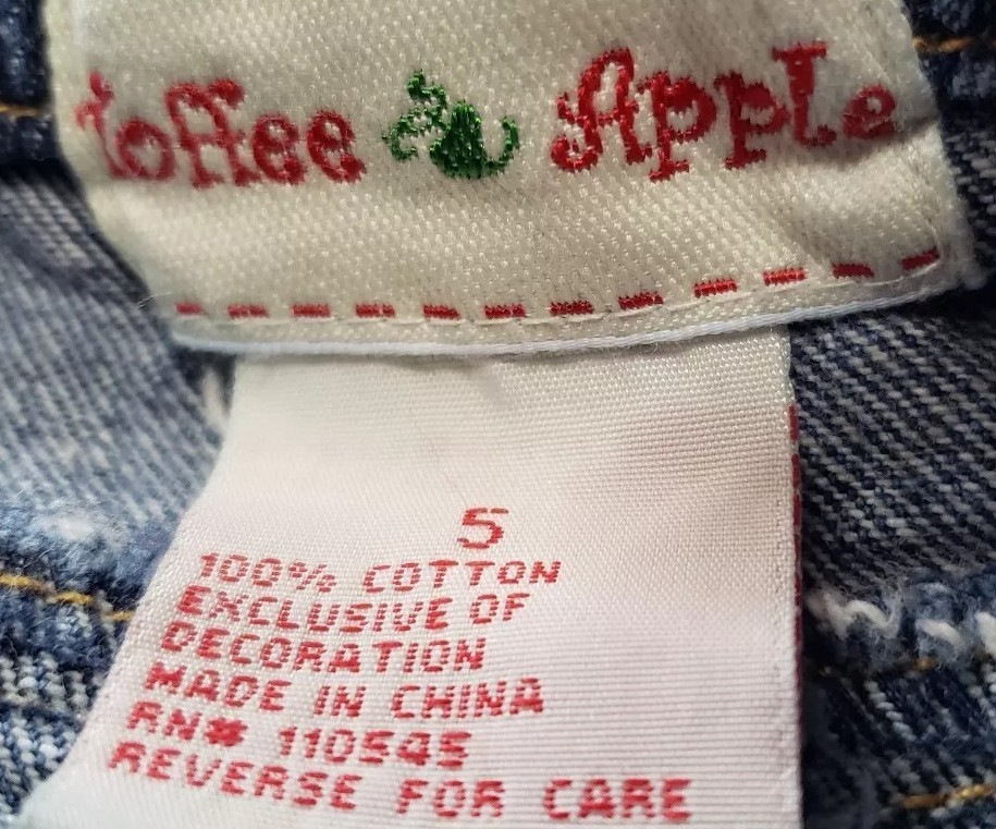 Girls Toffee Apple Denim Skirt Sz 5 Elastic Back Waist Cotton Frogs Umbrella