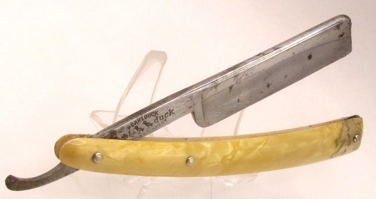 Vintage Dubl Duck "Goldedge" Straight Razor Fancy Bolsters Inlay Pearlduck