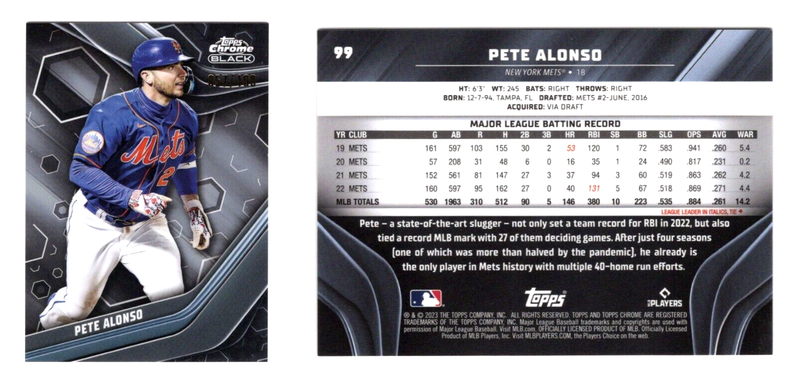 99枚限定 Topps WBC Pete Alonso Relic Auto PETE ALONSO 2025 Topps Series 1 Major League Material Game