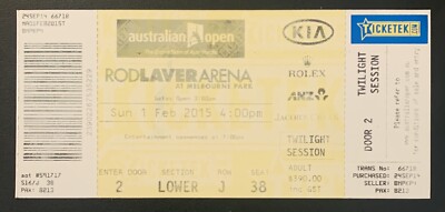 2015 Novak Djokovic Wins Australian Open Men's Singles Final FULL Ticket Stub