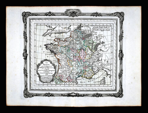 1766 Zannoni Map France 1356 Kingdoms of Philippe de Valois & Jean II Poitiers