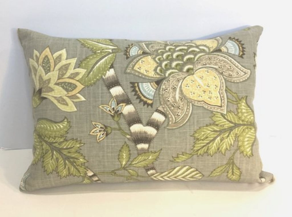 Pillow Linen Grey Fabric Lumbar Pillow 14 x 20 Home Decor Custom Made Pillow NEW