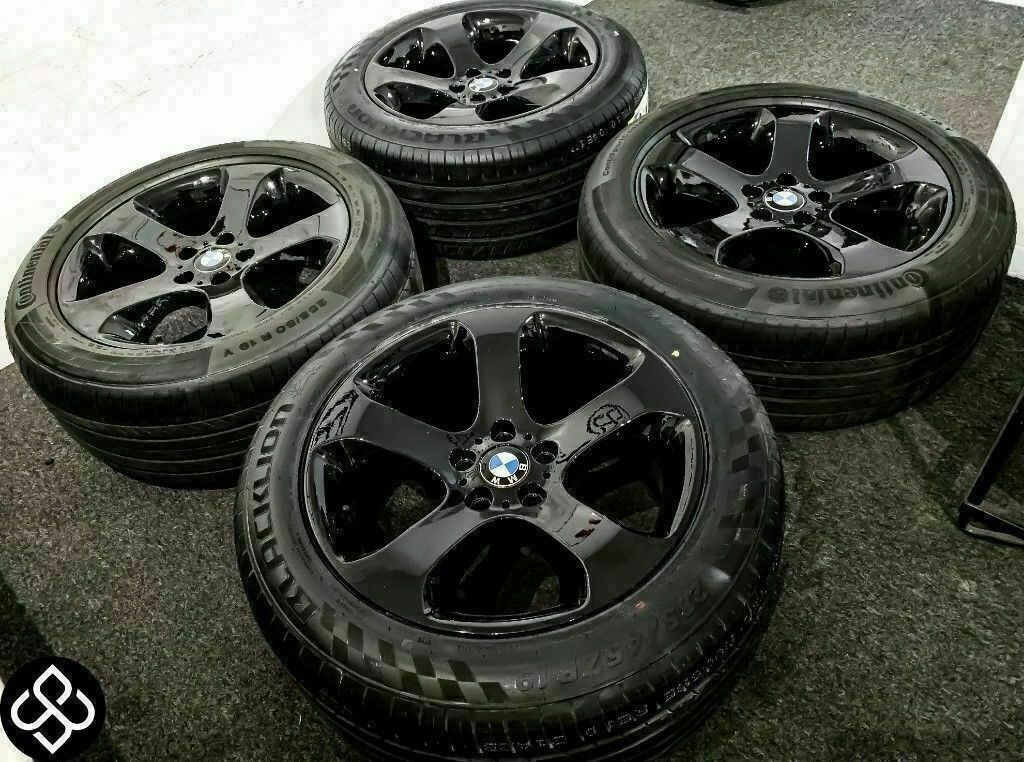 GENUINE 19" BMW X5 ALLOY WHEELS WITH BRAND NEW TYRES - 5 x 120 - CRYSTAL BLACK FINISH | in ...